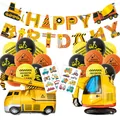 Kit anniversaire chantier avec ballons pelleteuse et bannière Happy Birthday déco - Style Grue et Excavatrice (4951214002643)