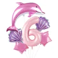 Kit de ballons dauphin rose et coquillage avec chiffre 6 pour fête d'anniversaire - US 6
