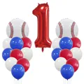 Baseball 1. Geburtstag Ballonset mit roter Nummer 1 und Sport Folienballons - Nummer 1 Stil