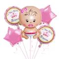 Kit de ballons Baby Shower rose avec motif princesse et ballons en forme d'étoile - Rose