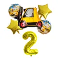 Construction forklift balloon set with gold number 2 for toddler birthday party decor - Number 2 Style