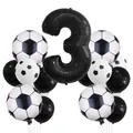 Soccer theme 3rd birthday party balloon set with large black number 3 and foil footballs - Style 3 / Number 3 Style (3) / 17-Piece Set