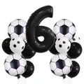 Soccer themed 6th birthday party balloon set with foil number 6 and football patterns - 6 / Number 6 Style (6) / 17-Piece Set