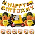 Kit festa cantiere con striscione HAPPY BIRTHDAY e palloncini scavatrice gialli - Stile Carrello Elevatore (2)