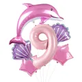 Kit de ballons dauphin rose et coquillage avec chiffre 9 pour décoration d'anniversaire - US 9