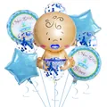 Blue Baby Shower Balloon Kit with New Little Prince Print and Foil Star Shapes - Blue Sequin Style