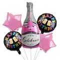 Set di palloncini in alluminio a forma di bottiglia di champagne e stella per compleanno - Stile Bottiglia Celebrate Zebra Tondo Nero (18)