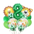 Set palloncini 8 compleanno tema giungla con numero 8 e palloncini leone e tigre - Numero 8