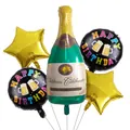 Set 5 palloncini compleanno con bottiglia champagne verde, stelle dorate e palloncini tondi - Stile Bottiglia Verde Birra Nera (12)