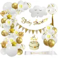 Baby Shower party decoration set with white gold balloons, banner and Mummy To Be sash - Baby Shower Kit