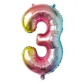 32-inch gradient rainbow foil number 3 balloon with metallic finish for birthday party - Gradient Rainbow - Number 3