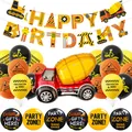 Set festa compleanno cantiere con striscione escavatore e palloncino betoniera - Stile Betoniera (7)