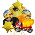 Set di palloncini a tema cantiere con betoniera rossa e stelle in alluminio per feste - Stile Betoniera (Taglia 3)