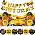 Kit festa cantiere con palloncini escavatore, striscione compleanno e adesivi - Stile Gru (8)
