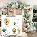 119pcs retro sage green and gold balloon arch kit with white macaron latex balloons - Collection / Fresh Green