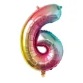 Rainbow gradient number 6 foil balloon with metallic finish for birthday celebrations - Gradient Rainbow - Number 6