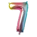 Ballon chiffre 7 arc-en-ciel dégradé de 32 pouces pour décoration de fête d'anniversaire - Dégradé Arc-en-ciel - Nombre 7