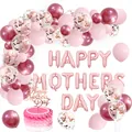 Pink and rose gold Happy Mother's Day balloon arch kit with cake topper decoration - Mother's Day Balloon Garland Style A