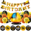 Set festa cantiere con palloncino scavatrice e striscione Happy Birthday - Stile Escavatore (9)