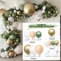 152pcs Retro Green Balloon Arch Kit with Gold and White Latex Balloons for Wedding Party - Collection / Retro Green