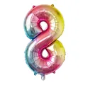 Ballon chiffre 8 en aluminium dégradé arc-en-ciel pour décoration de fête d'anniversaire - Dégradé Arc-en-ciel - Nombre 8