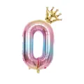 Palloncino numero 0 sfumato rosa blu 32 pollici con corona d'oro per decorazioni di compleanno - Numero 0 / Rosa Sfumato