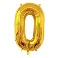 Ballon chiffre 0 en aluminium doré de 32 pouces avec finition miroir pour décoration - Or-Nombre 0