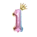 Palloncino numero 1 sfumato da 32 pollici con corona dorata per il primo compleanno - Numero 1 / Rosa Sfumato