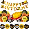 Set festa cantiere con striscione Happy Birthday e palloncini in lattice colorati - Stile Betoniera (11)