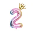 Palloncino numero 2 sfumato da 32 pollici con corona d'oro per decorazione 2° compleanno - Numero 2 / Rosa Sfumato
