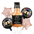Set di 5 palloncini in alluminio a bottiglia di whisky e stelle oro rosa per compleanno - Stile Bottiglia Whiskey Stella (6)