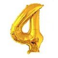 Ballon en aluminium doré de 32 pouces numéro 4 avec fini métallique pour anniversaire - Or-Nombre 4