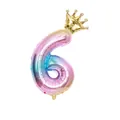 32-inch gradient number 6 foil balloon with a golden crown for birthday parties - Number 6 / Pink Gradient