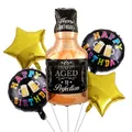 Set di palloncini a forma di bottiglia di champagne e stelle per compleanno - Stile Bottiglia Whiskey Stella Oro (7)