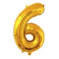 Ballon en aluminium doré de 32 pouces en forme de chiffre 6 avec fini brillant - Or-Nombre 6