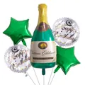 Set palloncini a bottiglia di champagne verde e stelle dorate per compleanni - Stile Bottiglia Champagne Verde Tondo Bianco (9)