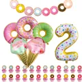 Donut and ice cream themed 2nd birthday party decoration kit with balloons and banner - Number 2