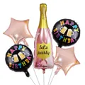 Set di palloncini in alluminio con bottiglia di champagne e stelle per compleanni - Stile Bottiglia Party Rosa Tondo Nero (15)