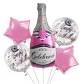 5-piece champagne bottle and pink star foil balloon set for birthday party decor - Celebrate Bottle Pink Star Style (16)