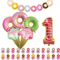 Donut 1st birthday party set with number 1 balloon and sweet treats foil balloons - Number 1
