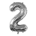 Ballon chiffre 2 en aluminium argenté de 32 pouces avec une finition miroir brillante - Argent-Nombre 2