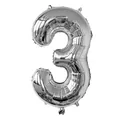 Ballon en aluminium chiffre 3 argenté de 32 pouces avec fini brillant pour les fêtes - Argent-Nombre 3