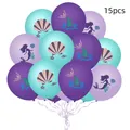 Détail de 15 ballons en latex sirène avec imprimés de coquillages violets et sarcelle - Style Thème Violet (1) / Lot de 15