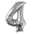 Ballon en aluminium chiffre 4 argent brillant pour décoration d'anniversaire et fêtes - Argent-Nombre 4