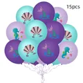 Détail de 15 ballons de fête sirène avec imprimés hippocampe et étoile de mer - Style Thème Cyan (2) / Lot de 15