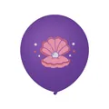 Detail of purple latex balloon with shell and pearl print for mermaid party themes - Purple Shell