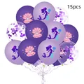 Détail de 15 ballons sirène violets avec motifs coquillages et paillettes - Style Paillettes Violettes 1
