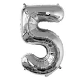 Ballon chiffre 5 en aluminium argenté brillant avec finition métallique pour la fête - Argent-Nombre 5