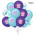 Detail of 15pcs mermaid theme shell and starfish printed balloons with blue confetti - Ocean Theme Style (浅蓝亮片3)