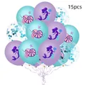 Detail of 15pcs mermaid balloons with shell prints and blue confetti for party decor - Ocean Theme Style (浅蓝亮片2)